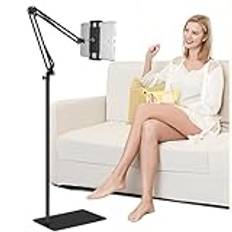 Golvstativ för surfplatta med kraftig bas 【Ultra Robust】, telefonstativ med vinkel och justerbar höjd, kompatibel med iPad Mini Air Pro 12,9/9,7, Galaxy Tab, Kindle, mobiltelefoner (10,5-13 tum)