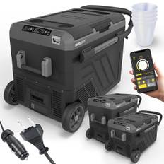 ONBEST XXL Kompressor Kühlbox – Große 60L / 50L / 40L – Elektrische Gefrierbox & Teleskophandgriff – 12V & 230V Stromanschluss – Mobile Kompressorkühlbox mit integriertem Zubehör – Autokühlboxen