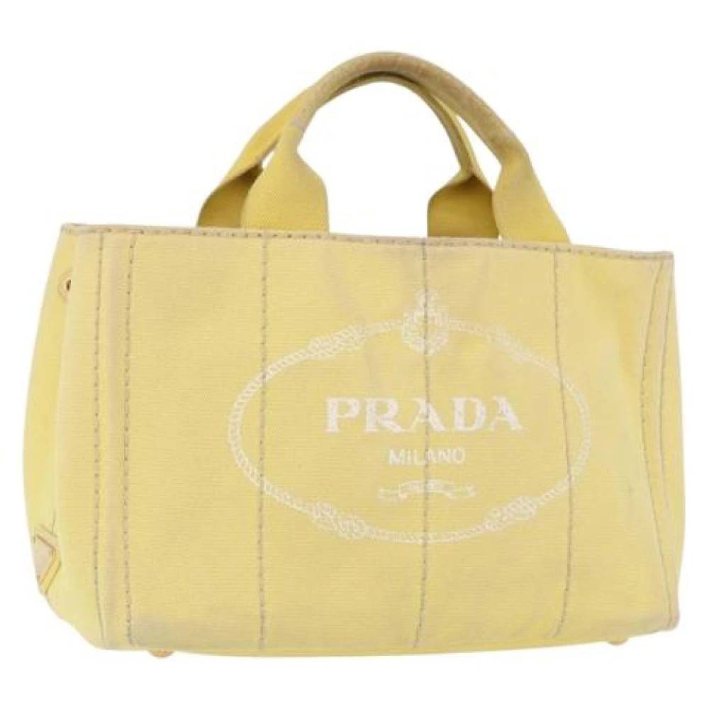 Prada Vintage Pre-owned Canvas Tote Bag - Vintage - Dame - Gul - ONE SIZE - Uld