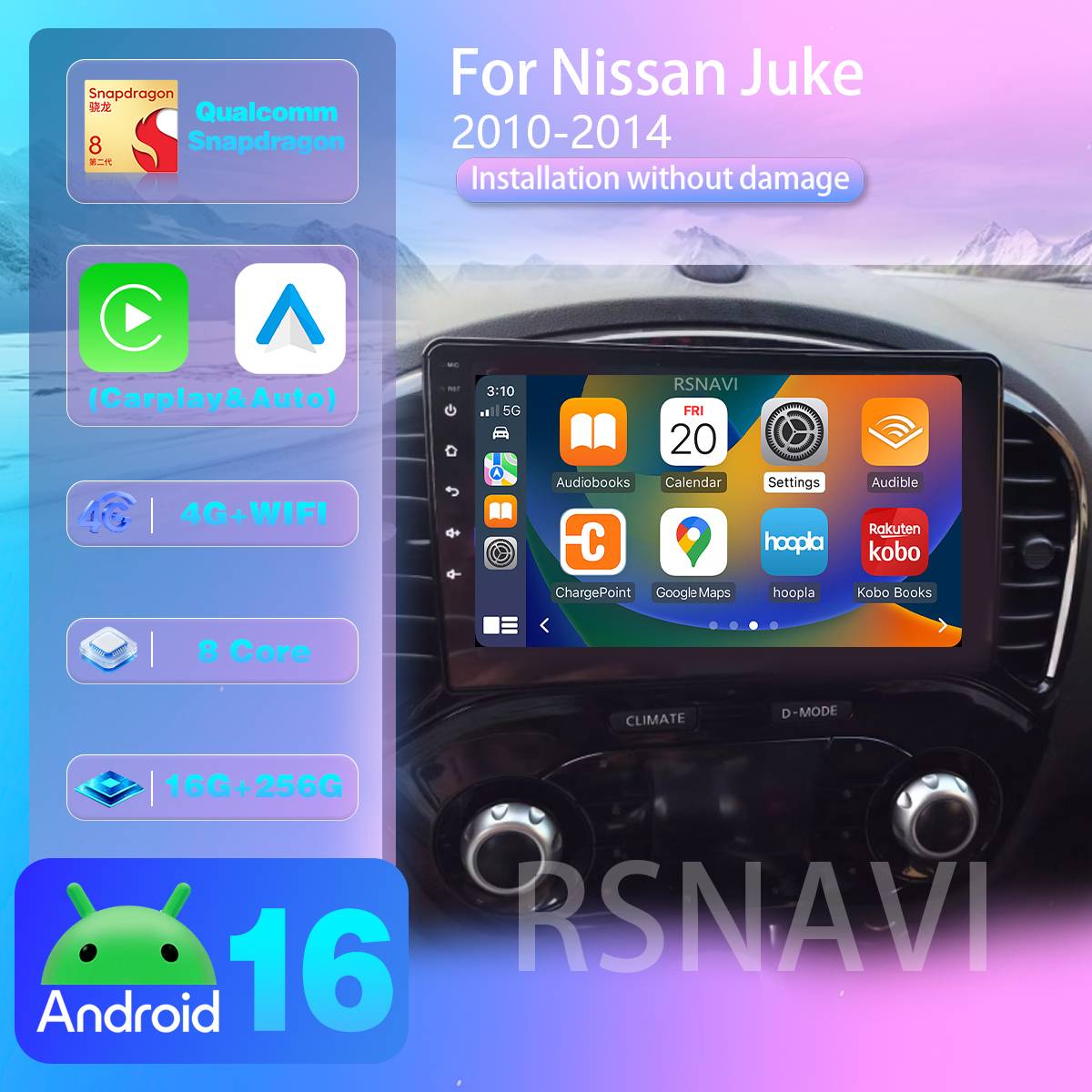 Android 16 For Nissan Juke YF15 2010 - 2014 Autoradio Stereo Carplay Auto 2K Screen Car Radio Multimedia Player Qualcomm Screen