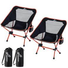 Sportneer Bärbar hopfällbar lätt campingstol campingstol för vuxna, vikbar, kompakt strand, ryggsäcksstolar, utomhusstol för camping, vandring, gräsmatta picknick utomhus resor (2, orange)