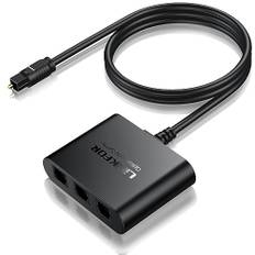 LiNKFOR Optical Audio Cable, Toslink Splitter 1 in 3 Out mit optischem Kabel, Optisches Audiokabel 1m, Audio Aplitter, Toslink Adapter, Glasfaser Unterstützung LPCM 2.0 / DTS/Dolby-AC3