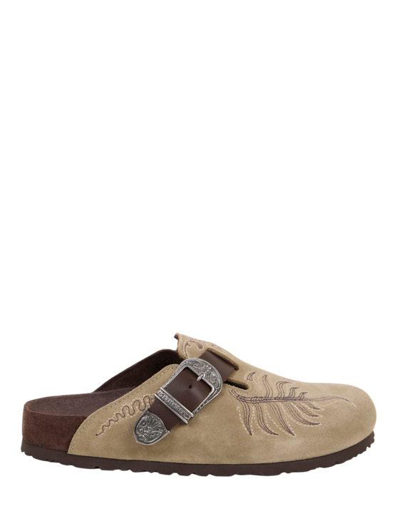 Etro, Sabots Boston Brodés En Cuir Velours Birkenstock By Etro, Homme, Taupe, Taille 43