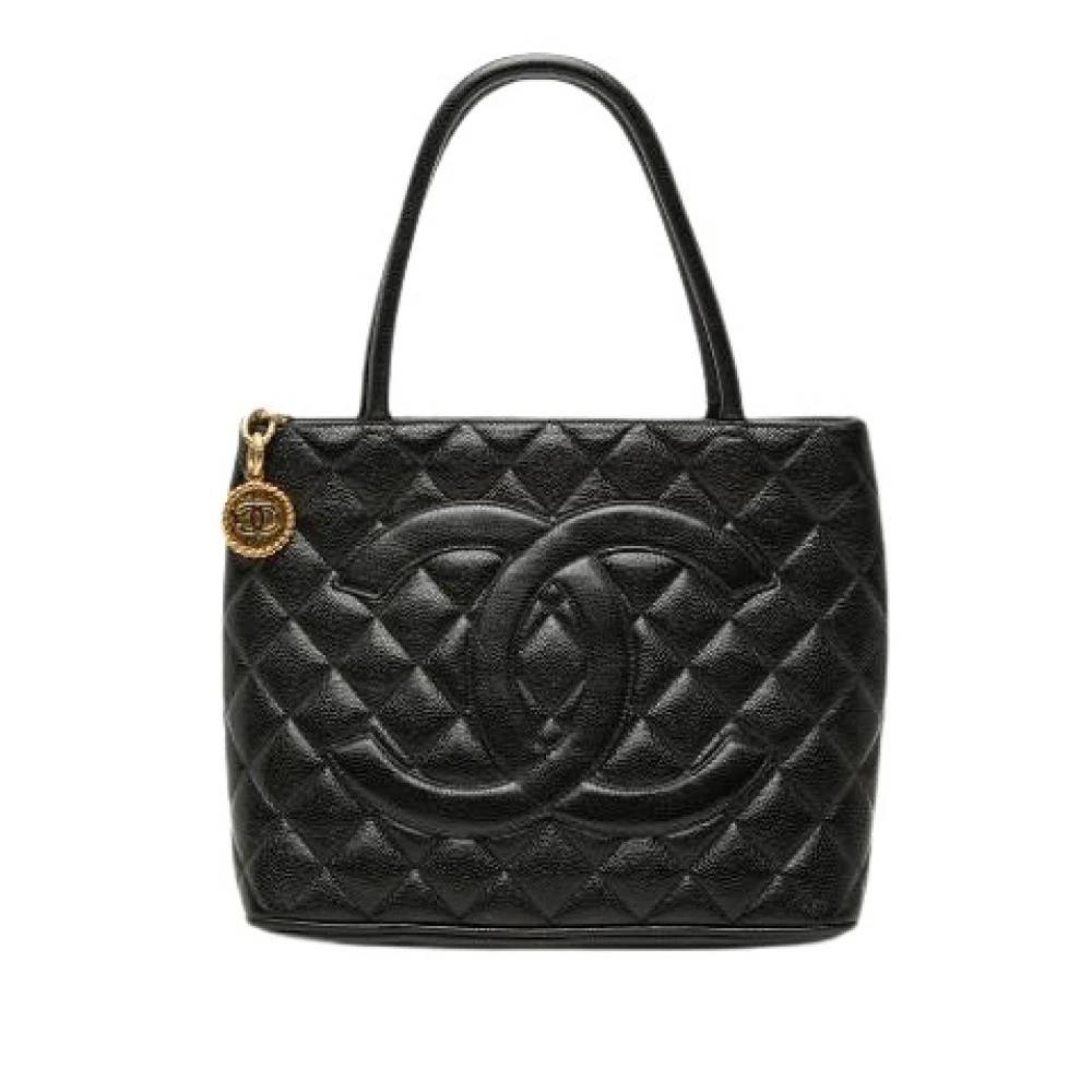 Chanel Vintage Pre-owned Medallion Tote Bag - Vintage - Dame - Sort - ONE SIZE - Læder