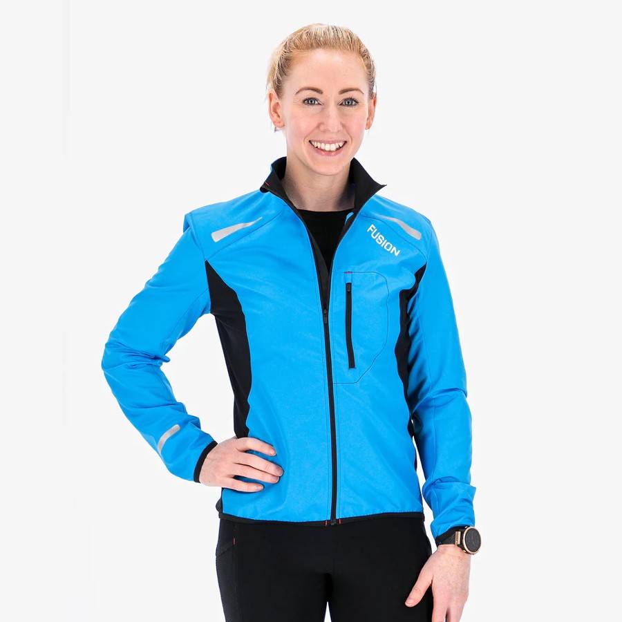 FUSION Womens S1 Run Jacket - Surf Blue, XL.