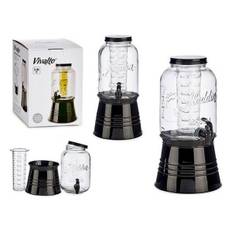 Genomskinlig glaskaraff Vivalto DW6004S-1 Svart Transparent Metall Glas Plast 3,8 L Kylare