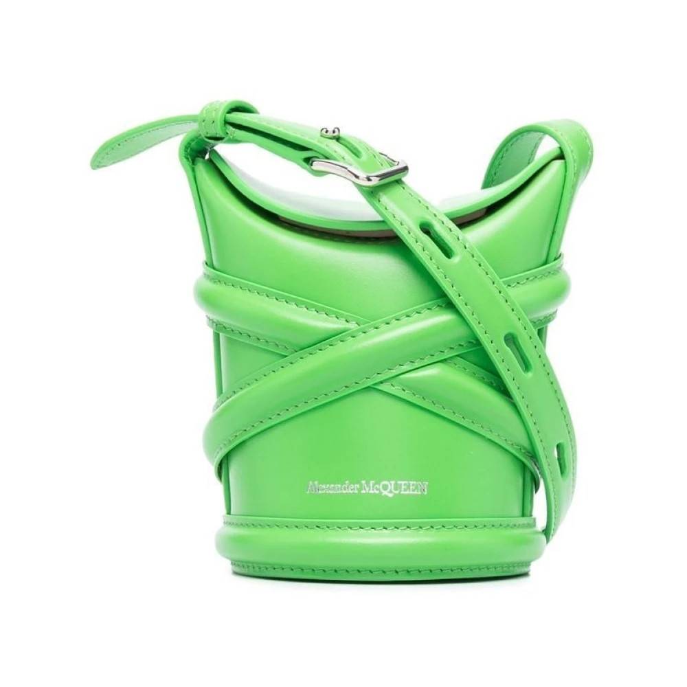 Alexander McQueen Luksuriøs Grøn Curve Bucket Taske - Tasker - Dame - Grøn - ONE SIZE - Uld