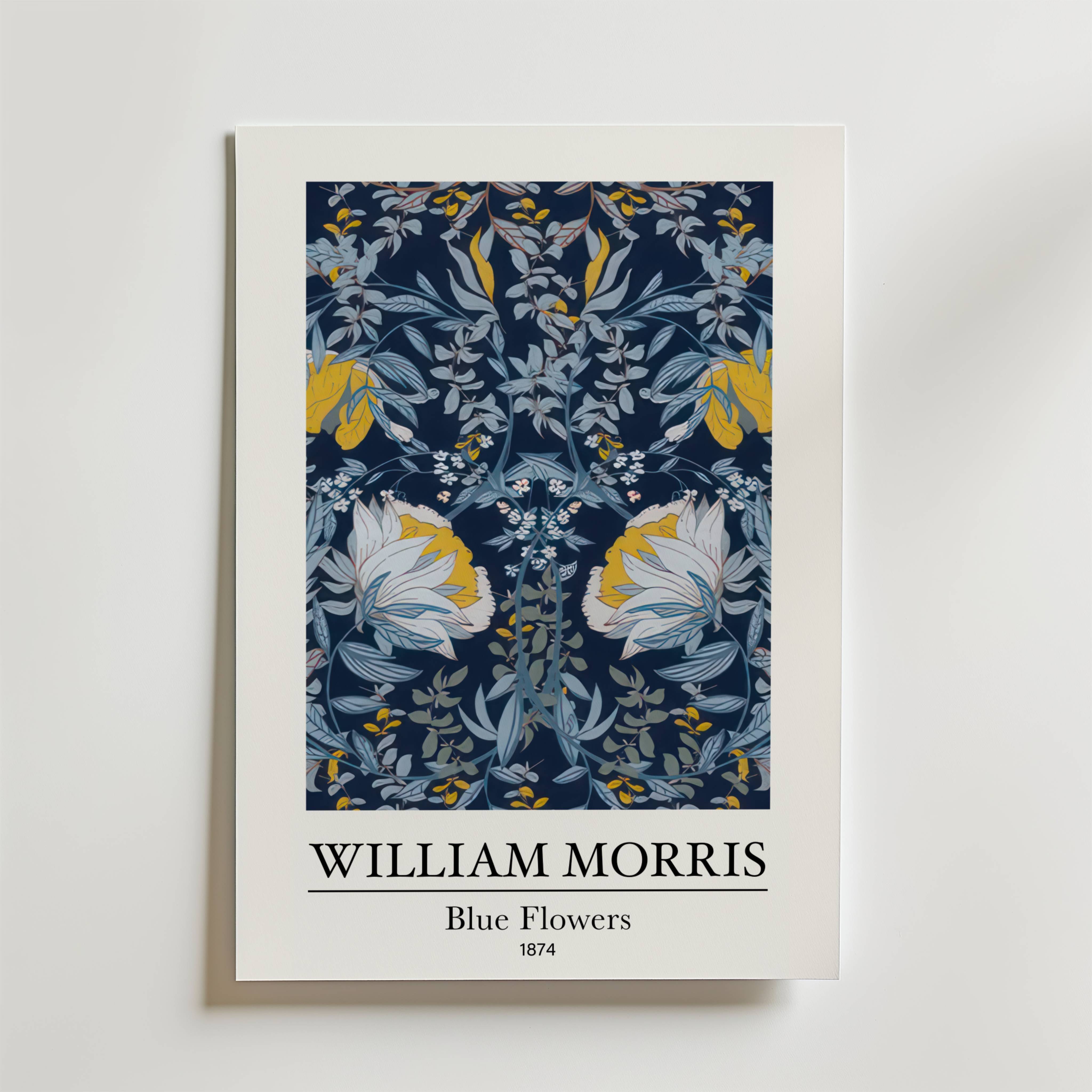 William Morris Blue Flowers Poster - Fine Art Poster 70x100 cm