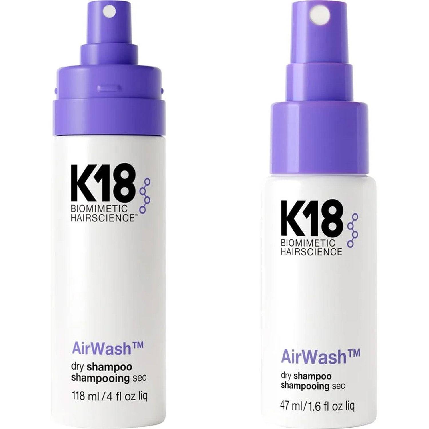 118ml, K18 AirWash Dry Shampoo Duo 118 ml & 47 ml