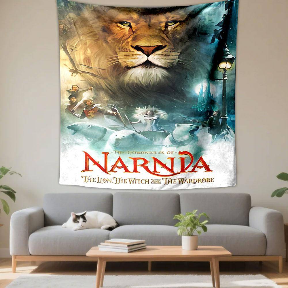 The Chronicles of Narnia Gobeläng Väggbonad, Lejonet Häxan Garderoben Fantasy Filmkonst, Magisk Väggdekoration för Sovrum Vardagsrum