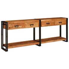 Konsolbord Övrigt 2 pcs Brun 200 x 33 x 75 cm Massivt akaciaträ