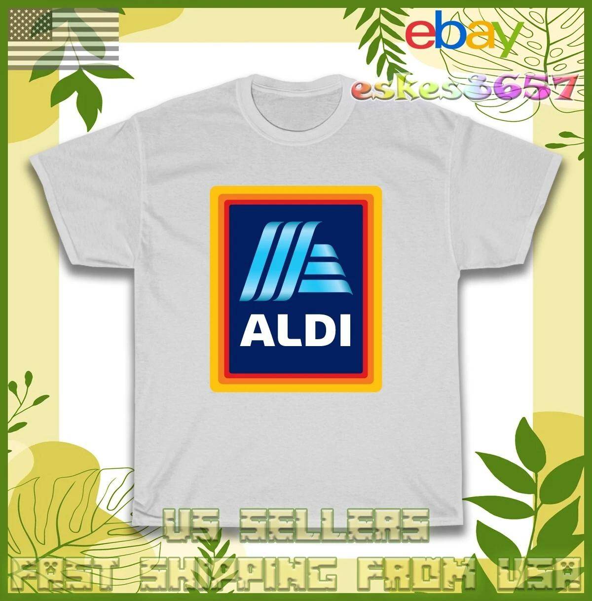 ALDI Matbutiker Logotyp Herr T-shirt Toppar T-shirts Unisex 100% Bomull Amerikansk icekeys T-shirt Toppar T-shirts Unisex cm blue