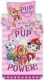 Paw Patrol sängkläder för flickor, barnsängkläder, bomullssängkläder, rosa, PUP-power, vändbara sängkläder, örngott 40 x 60 cm, påslakan 100 x 135 cm