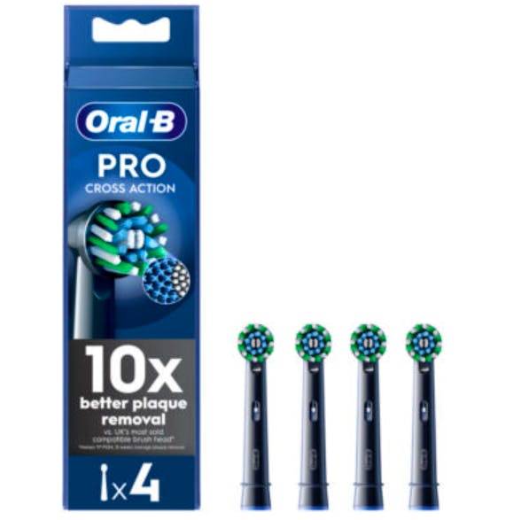 Oral-B Pro Cross Action Tooth Brush Heads Black 4 st
