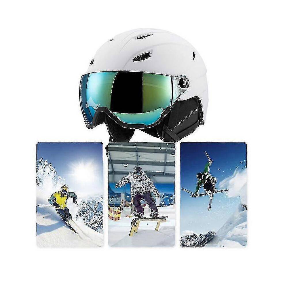 (PURPLE, M) Ski Helmet With Ski Goggles, Snowboard Helmet And 2-in-1 Visor Goggles Set