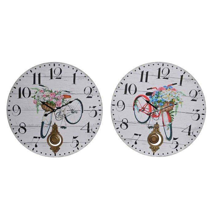 Wall clock - DKD Home Decor - Multicolor - Metal, wood, MDF - 62.5x61.5x27 cm - Interior decoration