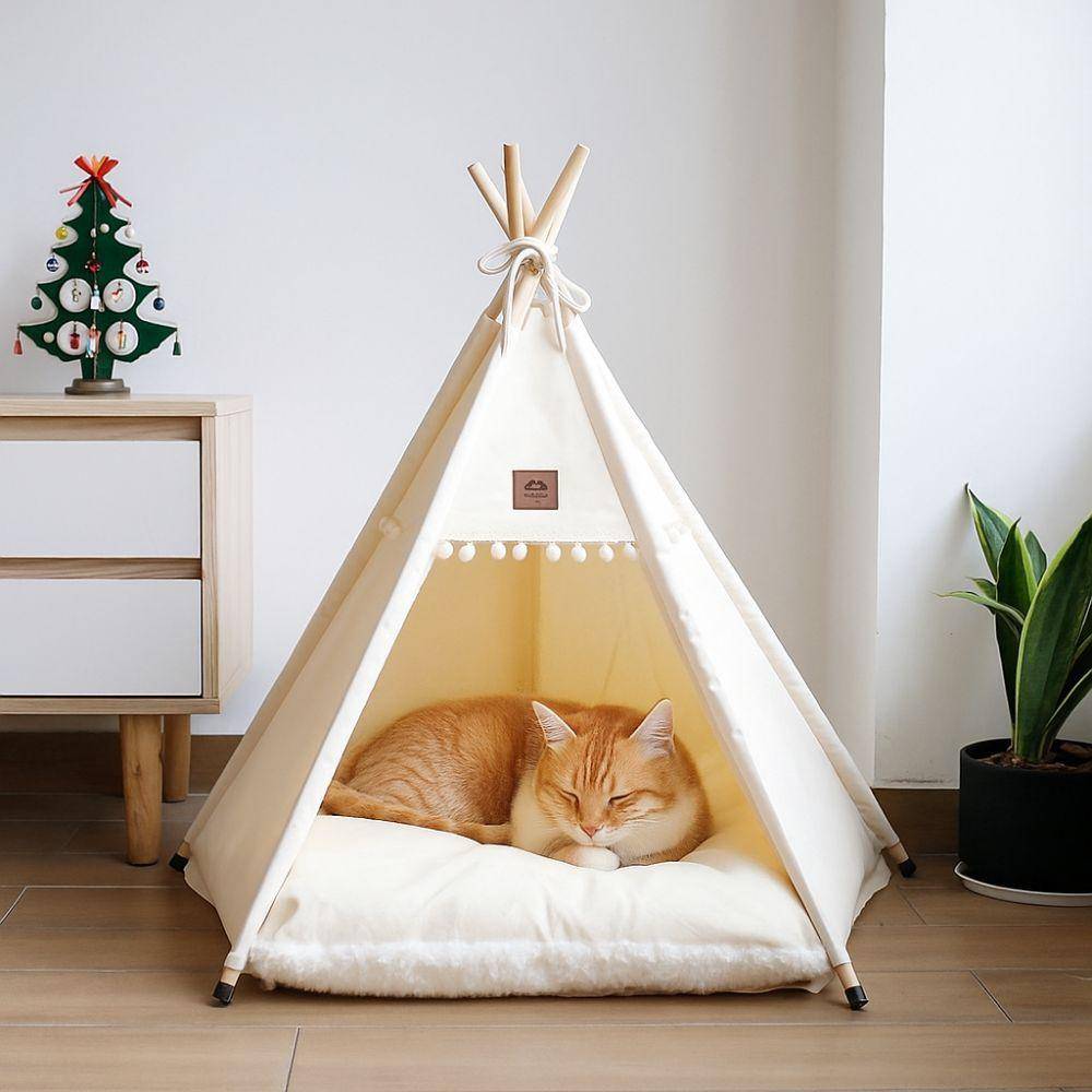 Tvättbar Hundtältssäng Tjock Kudde Husdjurstält Hundkoja Husdjurssäng Katt Tipi Tält För Katter/Hundar
