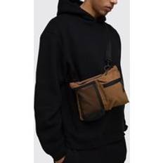 Mens Nylon Cross Body Multi Pocket Bag In Tan