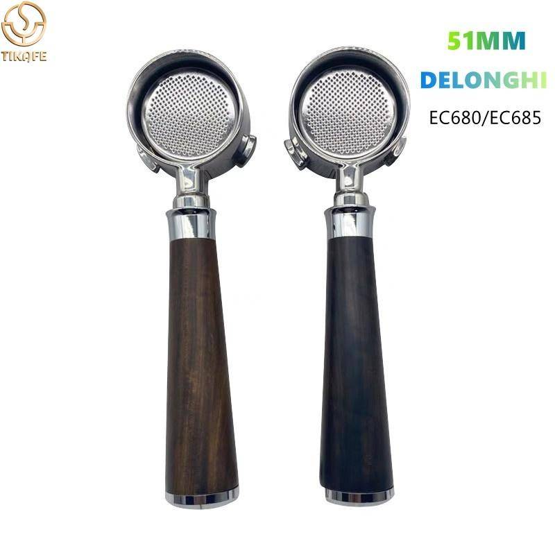 51mm Bottomless Portafilter Espresso Filter Holder with Basket( 14g ) For Espresso DeLonghi Dedica EC680/EC890/EC820/EC900,SMEG