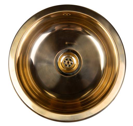 Secher Assens 365 køkkenvask, Ø42,5 cm, poleret messing