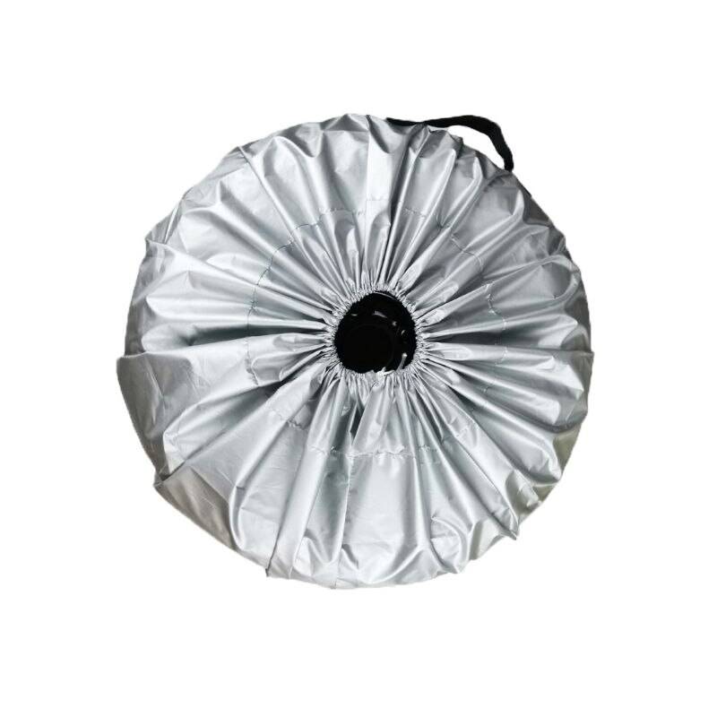 1 st däckfodral bil silver tyg reservdäckfodral förvaringsväskor bär däck för bilar hjulskydd täcker 4 säsong - Vit-l