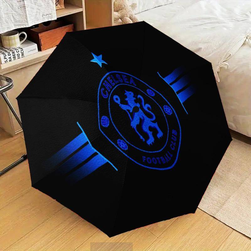 Chelsea Football Club Crest Automatisk Fällbar Paraply - 8-ribbad Reseparaply med Automatisk Öppning/Stängning & Bärbar Gåva för helgdagar eller födel
