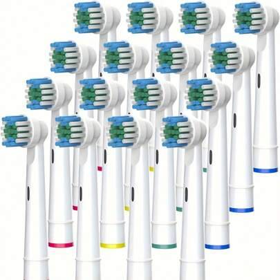 Ersättningsborsthuvuden för elektriska tandborstar, kompatibel med , Classic Precise Cleaning-ersättningsborsthuvuden, effektiv rengöring och plackbor - Vitt (En-Storlek,16 st)