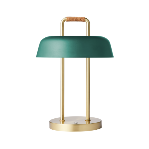 Light by Hammel - Heim opladelig lampe - Base i messing m. racing green lampeskærm | Møbelsalg.dk