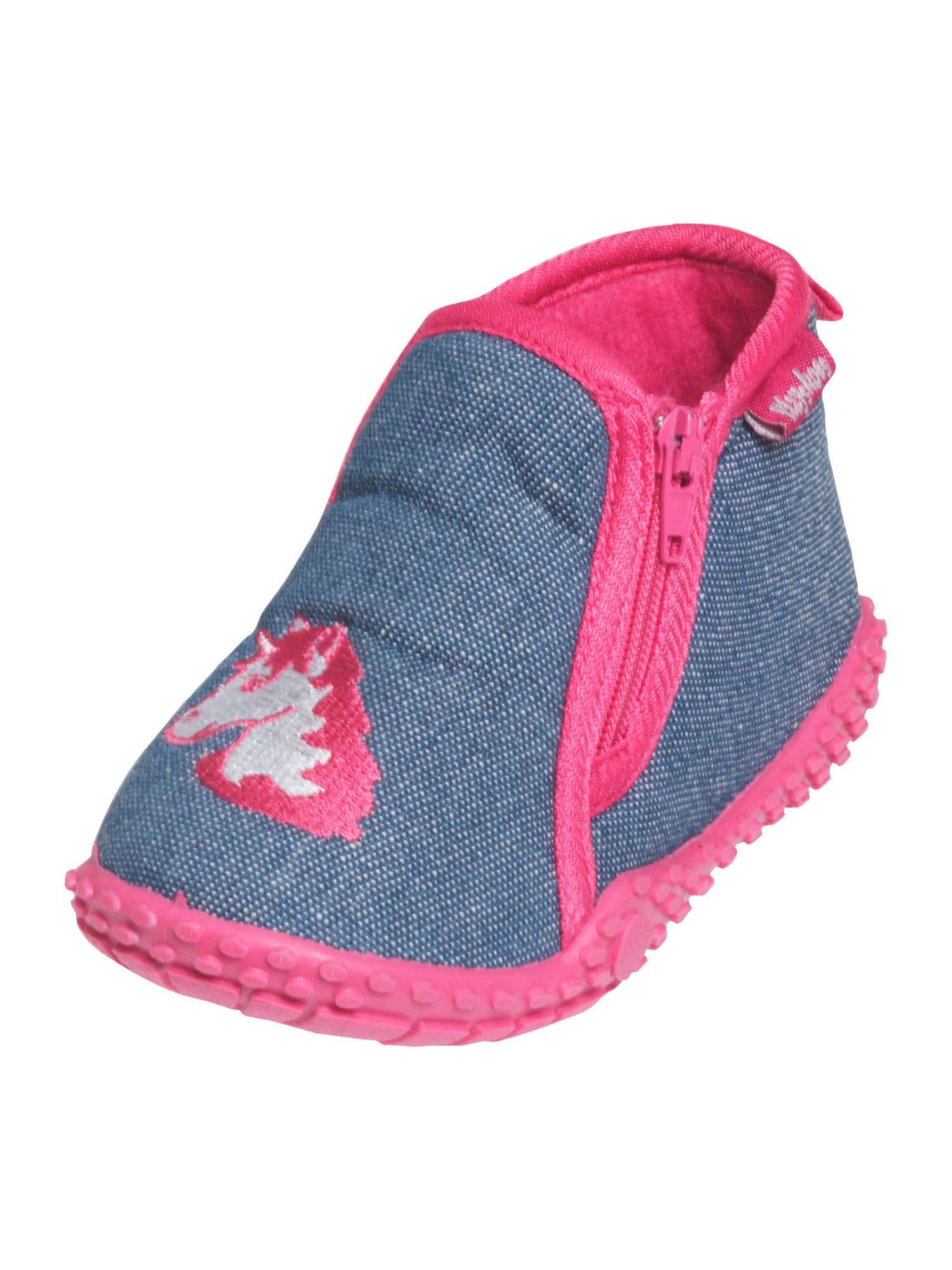PLAYSHOES Innesko 'Einhorn' blå denim / mörkrosa