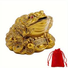 TEMU 1pc Lucky Frog With Coin Ornament, Resin Craft, Feng Shui Toad Coin Money Lucky Frog Chinese Charm For Prosperity Home Decoration Gift, For Christmas Valentine's Day New Year Decor (6cm X 6cmx5cm)