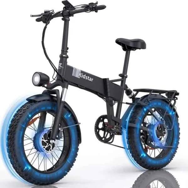 Ridstar-H26PRO Folding Electric Bike 48V 23Ah High-Capacity Battery, 70-Mile Max Range, Ideal for Urban Commute & Daily Travel svart.