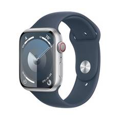 Apple Watch Series 9 GPS 45mm Silver Aluminium Case with Storm Blue Sport Band - S/M - Fyndvara