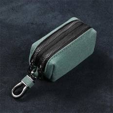Portable Keychain Wallet for Men Women Large-Capacity Double Zipper Key Pouch Bag Suede Leather Key Case Unisex Coin Purse Two zippers blå