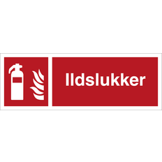 Brandskilt - Ildslukker - Vinyl klistermærke - 75 x 210 mm