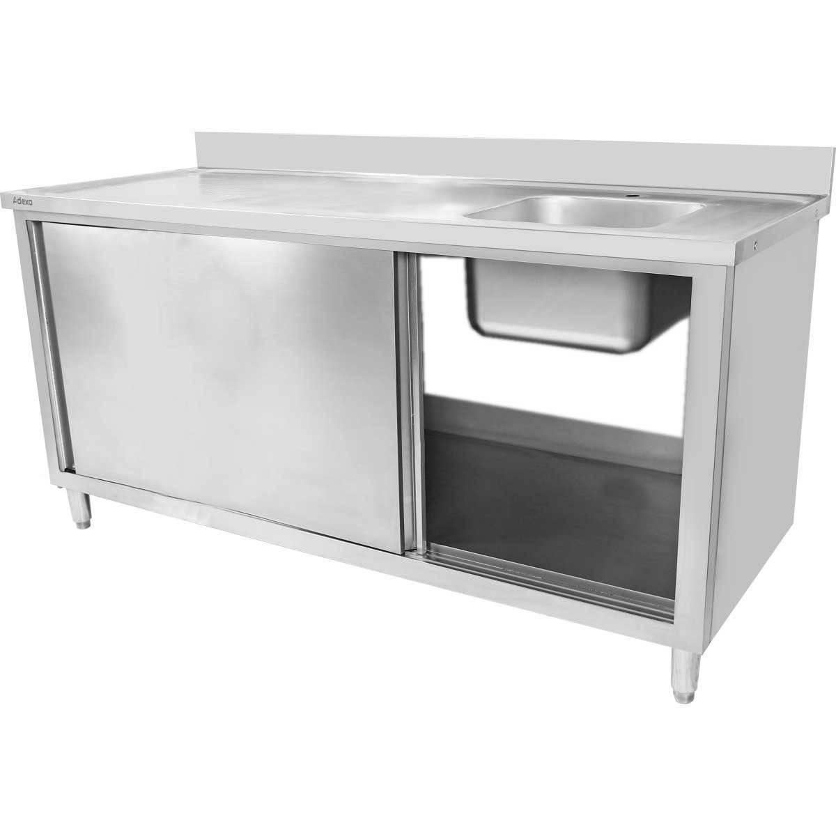 Rostfri Diskbänk med sjutluckor 1 ho till höger Underhylla Stänkskydd 1800x700x900mm | Adexa DSA180702DR