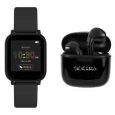 Tikkers Smartwatch and Earbuds Set TKS10-0002-SET - Unisex - 36 mm - Digital - Quartz med laddare - Black (20 mm)