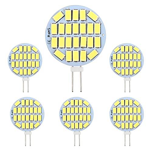 SCNNC LED-lampa G4 12V 3W, Inte Dimbar, 24x5730 SMD 300LM Vitt Ljus 6000K, Halogen Ekvivalent 30W, 30mm LED-lampa G4 Rund för Kokspjäll, Skåpbelysning, Inbyggd Belysning, Förpackning med 6