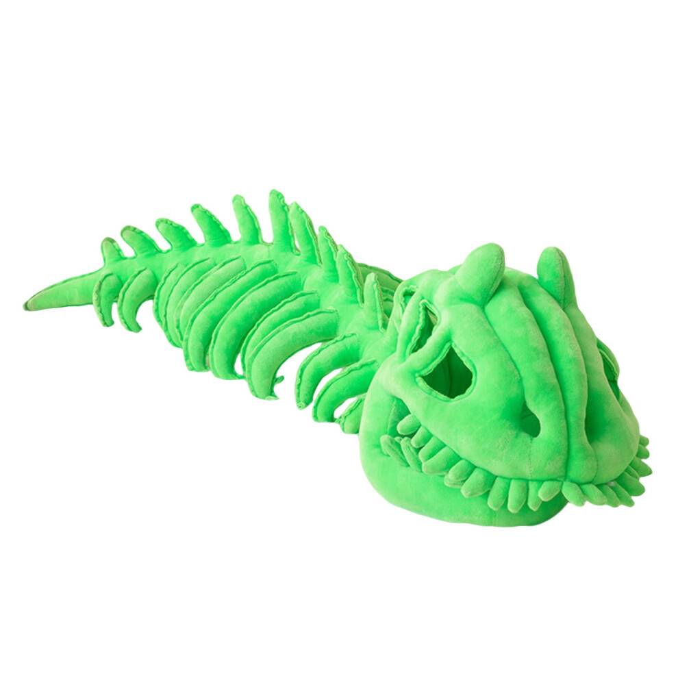 Dinosaur Skelet Plyshat Grøn Kostume Tilbehør