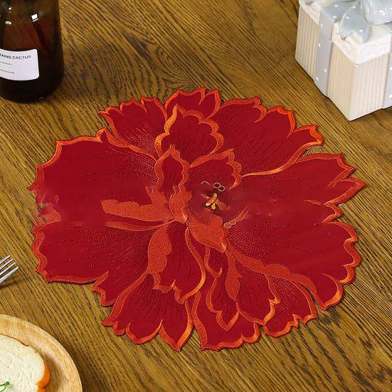 Vacker Bordsunderlägg i Blomform Utsökt Fin Textur Polyester Middagsmatta för Hemmet grön