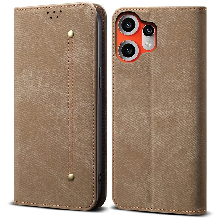 Nothing CMF Phone 2 Pro Konstläder Plånboksfodral Jeans Cloth Texture - Khaki
