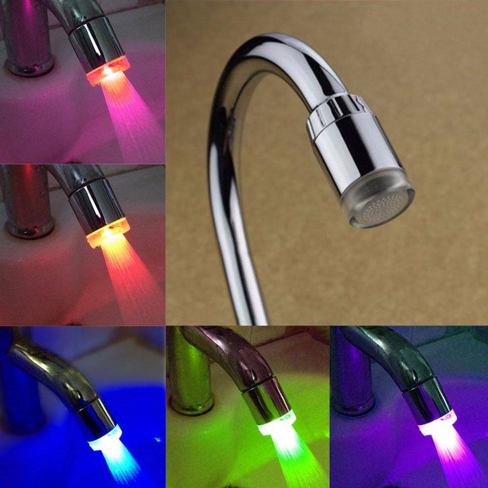 7 färg rgb färgglad led ljus vattenglöd kran kranhuvud billig badrum dekoration rostfritt stål vattenkran