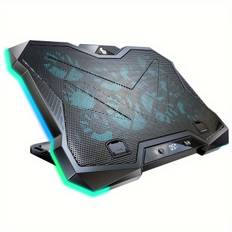 TEMU Gaming Laptop Cooling Pad With 10 Cooling Fans, Laptop Cooler Stand With 8 Height Adjustments, Rgb Cooling Pad 12-18 Inch, 7 Light , Desktop Or Laptop Use