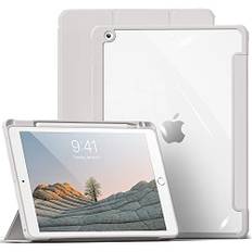 aoub Smart Folio Hülle für iPad 9./8./7. Generation (2021/2020/2019), 10,2 Zoll, Mit Stifthalter, Transparente Rückseite, Grau