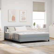 vidaXL Box Spring Bed med Madrass & LED Lys Grå 180x200 cm Stof