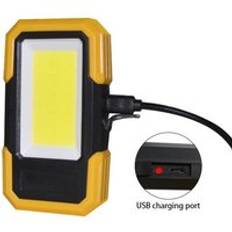 Laddningsbar magnetisk arbetslampa 3 ljusl&#xE4;gen led arbetslampa magnetisk bas &amp; clip inbyggt batteri cob ficklampa utomhus - Gul