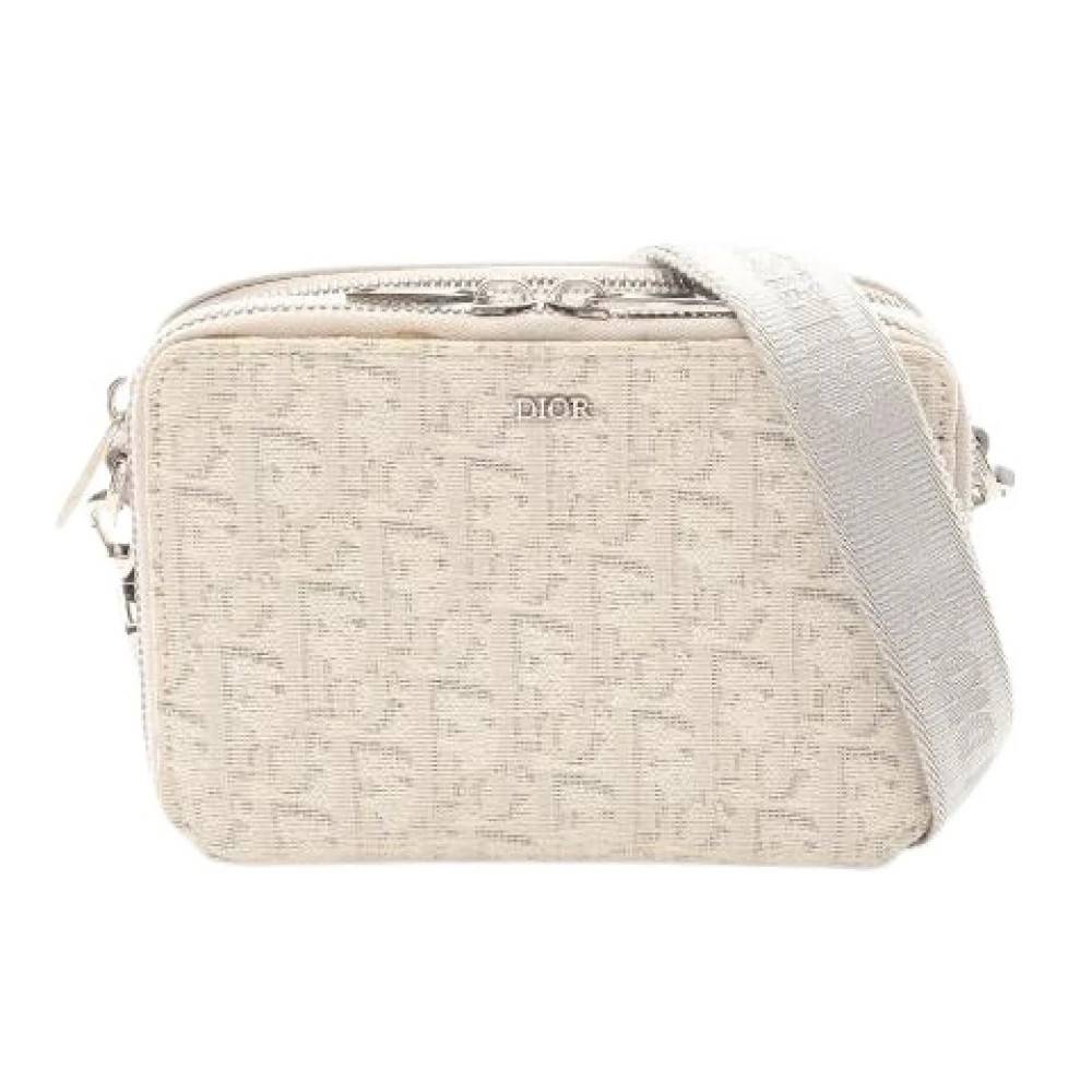Dior Vintage Pre-owned Oblique Canvas Læder Skuldertaske - Vintage - Dame - Beige - ONE SIZE - Uld