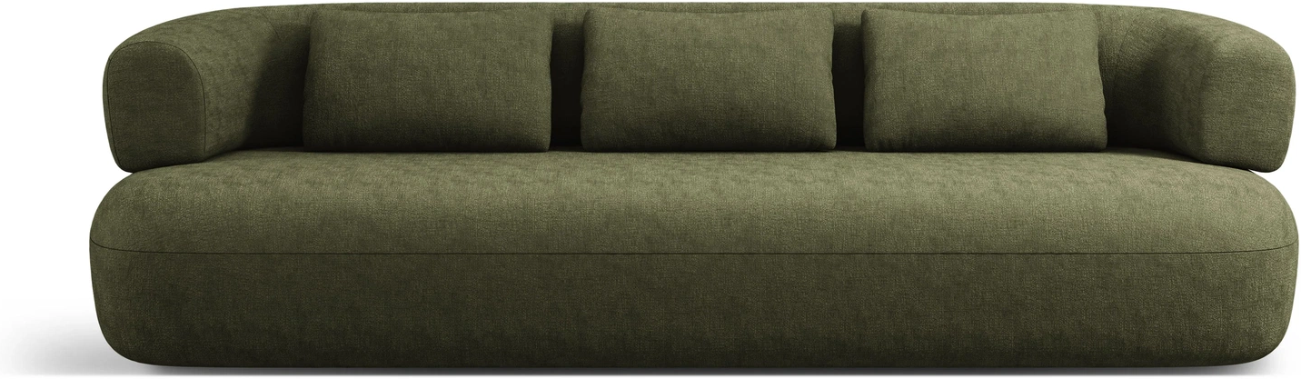 3-personers sofa Micadoni Jenny, chenille Perfect Harmony 39, grøn, 200x90 cm, inkl. 2 pyntepuder