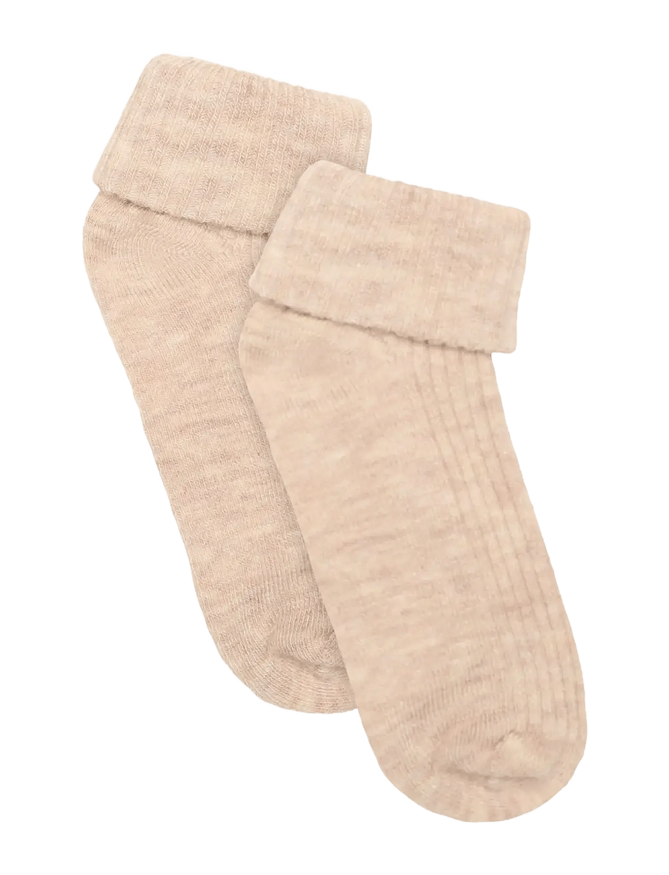 MINYMO Baby 2X2 Rib Wool Socks 2-Pack | Beige | 15\18
