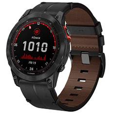 TOPsic Armband für Garmin Fenix 7X, 26mm Echte Leder Ersatzarmband Quick-Fit Uhrenarmband für Garmin Fenix 6X/Fenix 6X Pro/Fenix 5X/Fenix 5X Plus/Fenix 3/Fenix 3 Enduro/Quatix 3/Fenix 8 51mm
