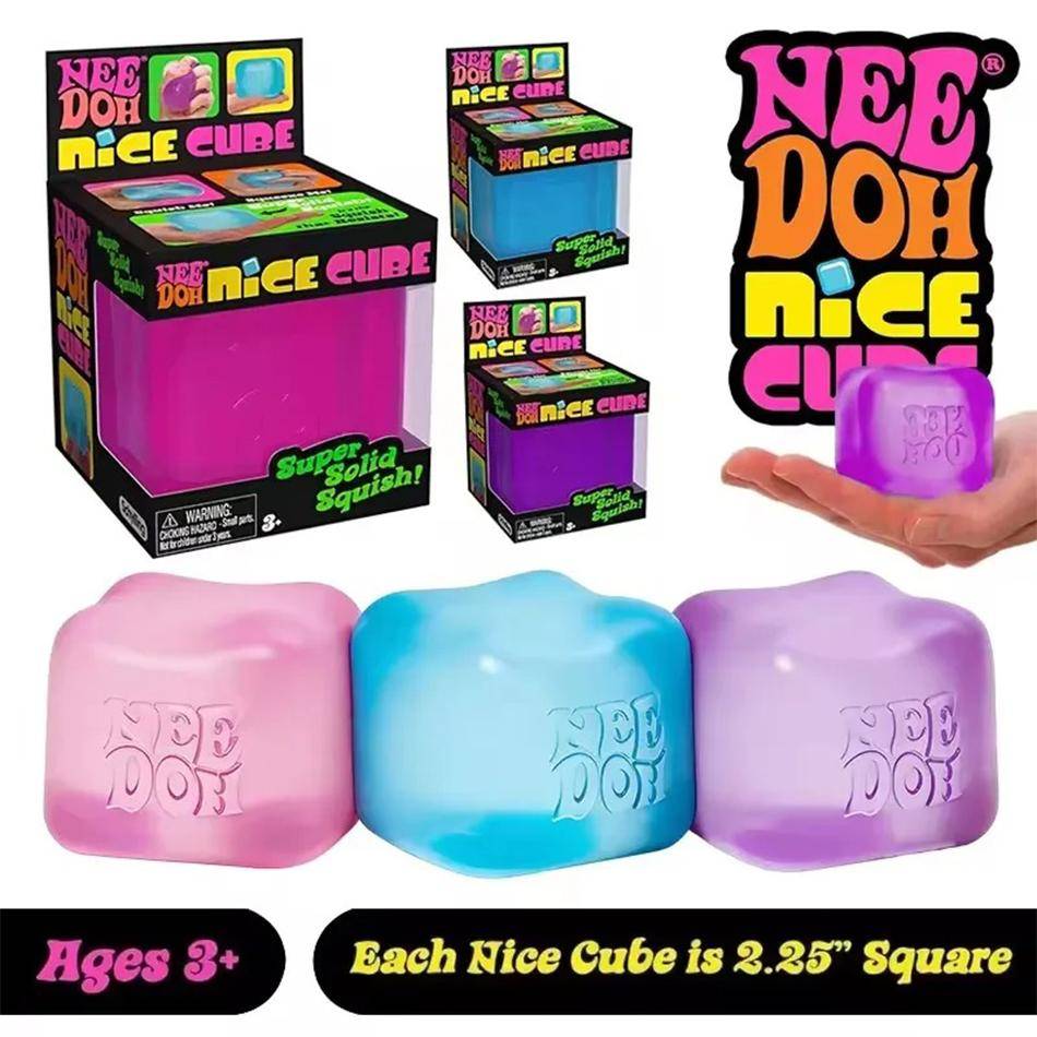 Schylling NeeDoh Nice Cube Sensorisk Klämleksak med Super Solid Klämavlastning för Stress och Ångest - 2,25  Kub